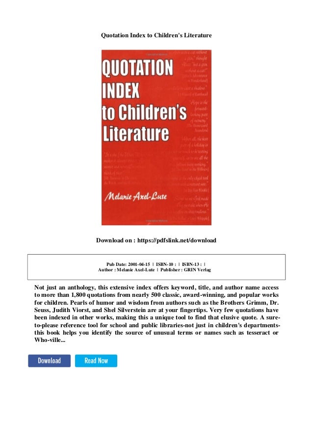 Quotation Index to Childrens Literature